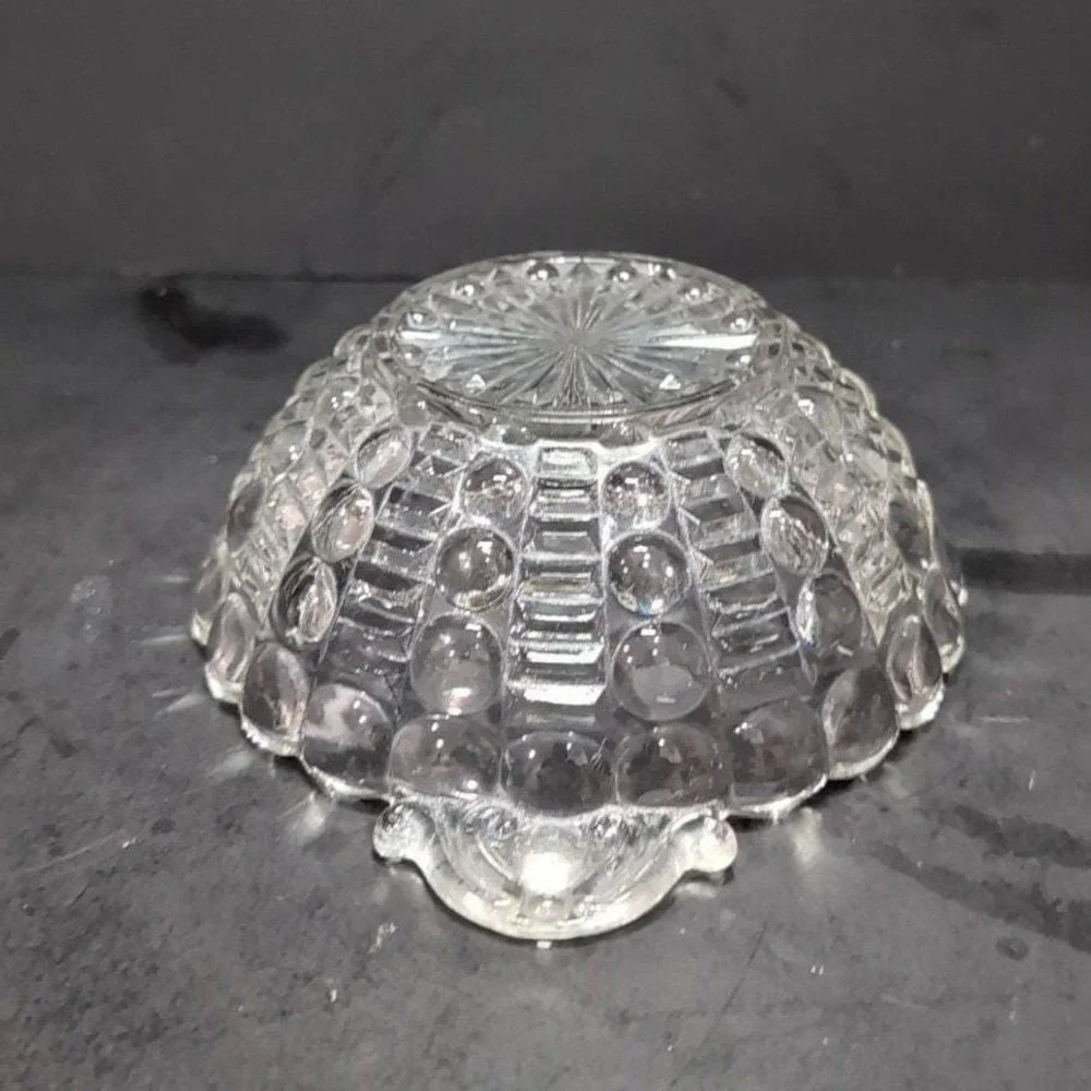 Anchor‎ Hocking Clear Bubble Glass Dish, Vintage Tab-Handle Centerpiece Bowl